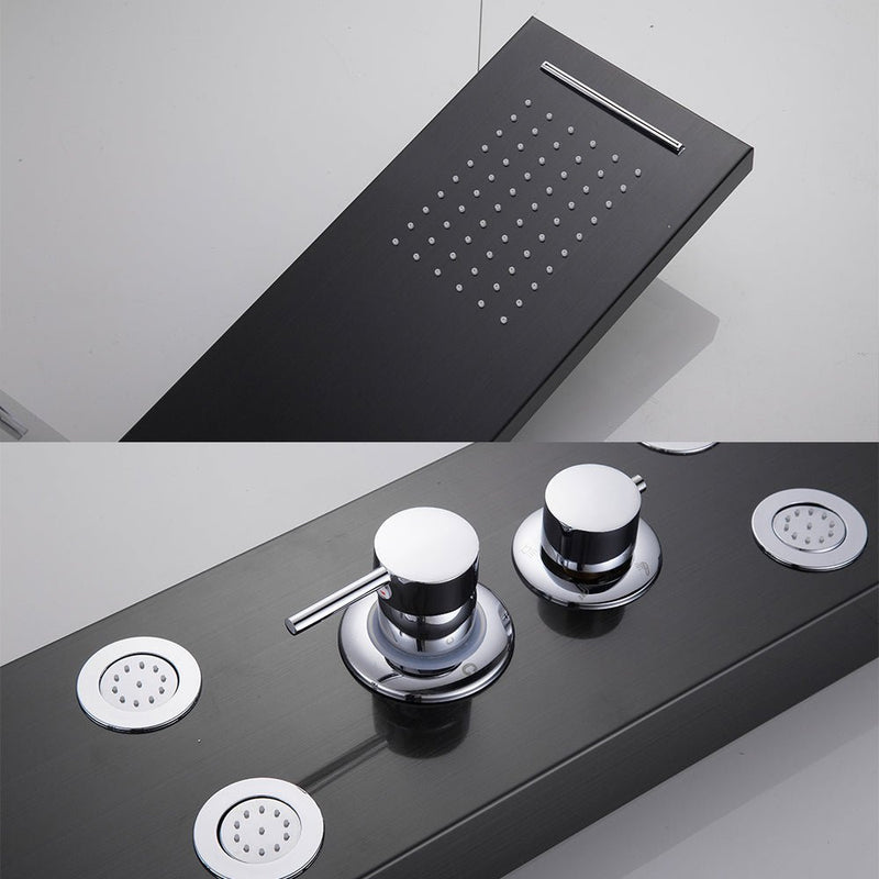 Edelstahl Duschpaneel - mit Regendusche Handbrause Massagedusche - Schwarz