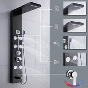 Edelstahl Duschpaneel - mit Regendusche Handbrause Massagedusche - Schwarz