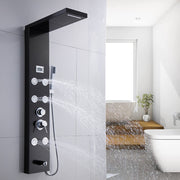 Edelstahl Duschpaneel - mit Regendusche Handbrause Massagedusche - Schwarz