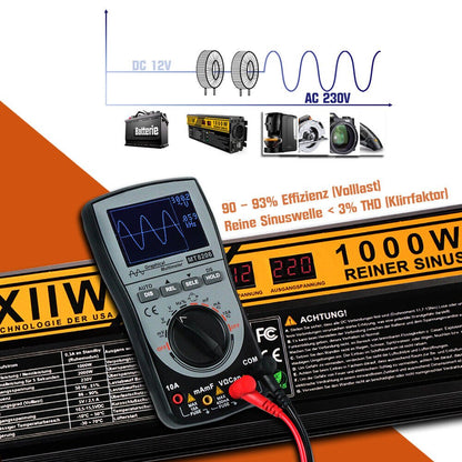 Spannungswandler | Reiner Sinus | 12V auf 230V | 1000W/2000W | 2 USB