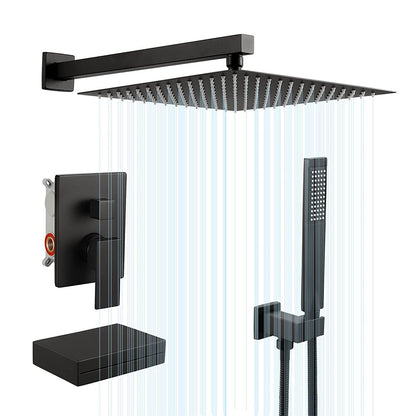 Unterputz Duschsystem Regendusche - mit Badewanne - Schwarz
