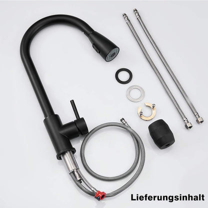 XIIW Spültischarmatur Mischbatterie | Einziehbarer Schlauch | 360° | mit Brause | Ausziehbar | 3 Sprühmodi| - XIIW