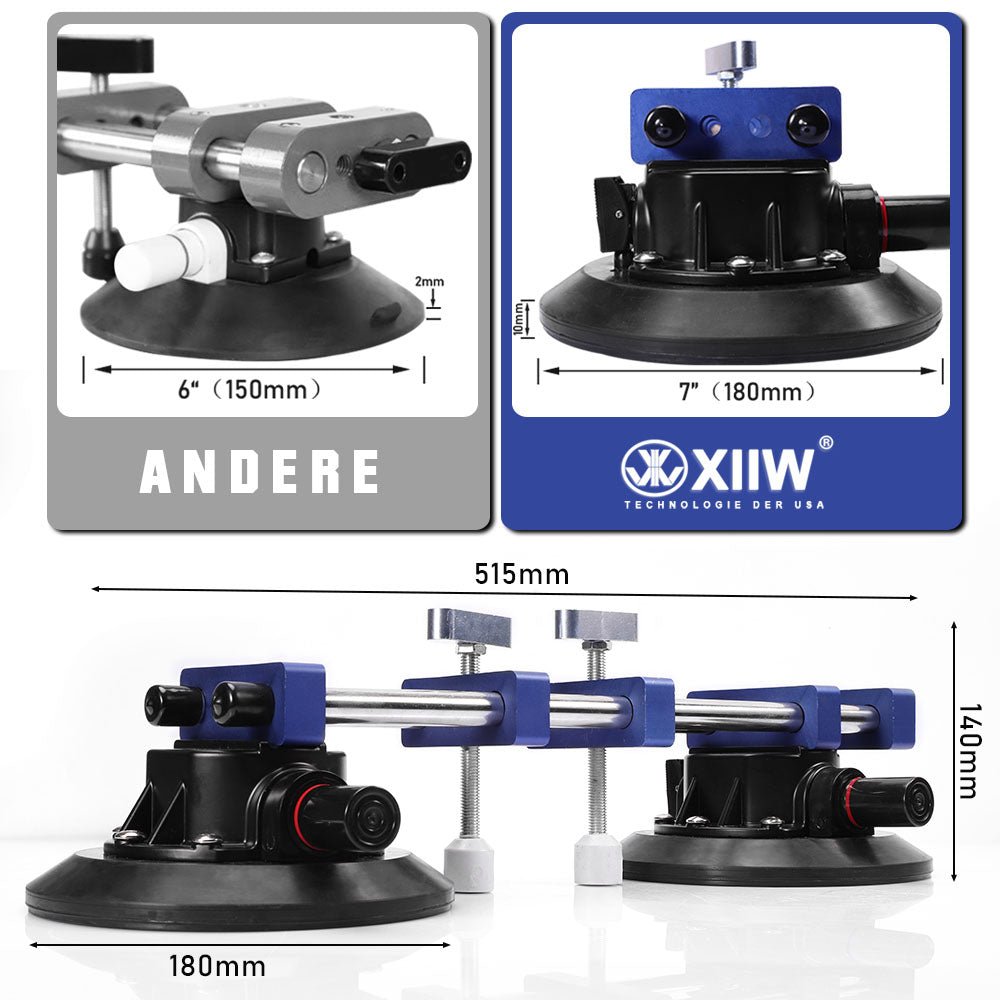 XIIW 180° Vakuumheber Glasheber 7 Zoll Max.180KG Nahtlose Nahtsetzer - 2 Stk