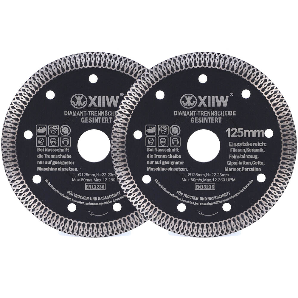 XIIW lot de 2 disques à tronçonner diamantés | 125mm | 1.4mm fin