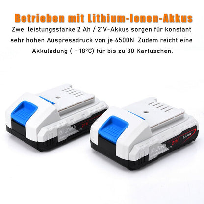 XIIW Akku Kartuschenpistole | inkl. 2x Akku | 6500N | 6 - stufig einstellbar