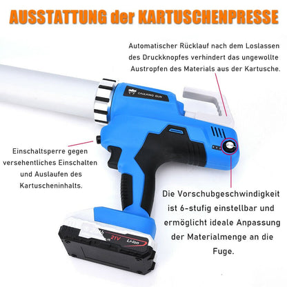 XIIW Akku Kartuschenpistole | inkl. 2x Akku | 6500N | 6 - stufig einstellbar