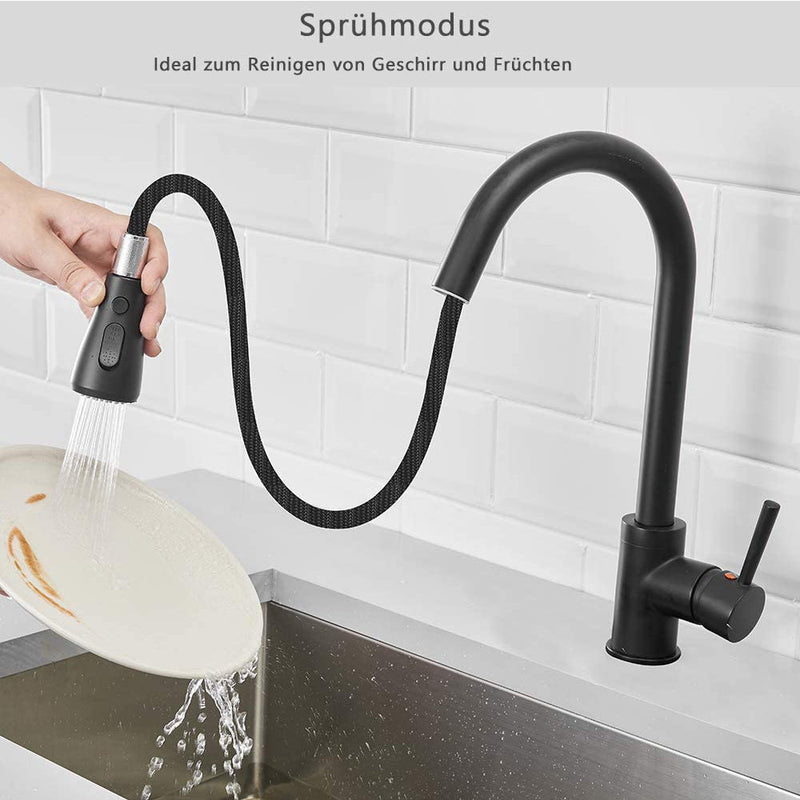 XIIW Niederdruckarmatur | mit 3 Schläuche | Küchenarmatur | 2 Strahlarten | mit Ausziehbar brause