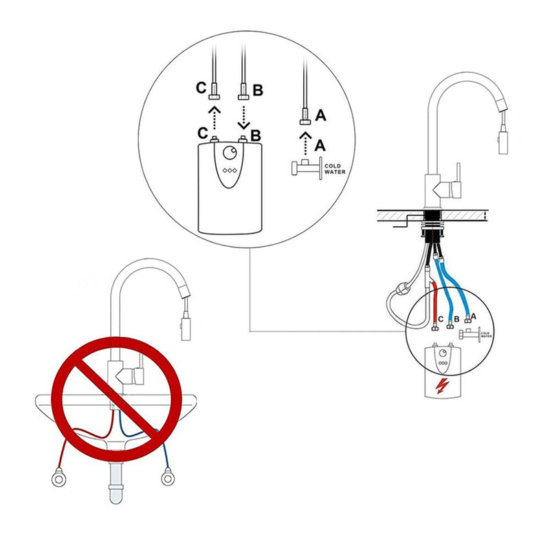XIIW Niederdruckarmatur | mit 3 Schläuche | Küchenarmatur | 2 Strahlarten | mit Ausziehbar brause