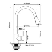 XIIW Niederdruckarmatur | mit 3 Schläuche | Küchenarmatur | 2 Strahlarten | mit Ausziehbar brause