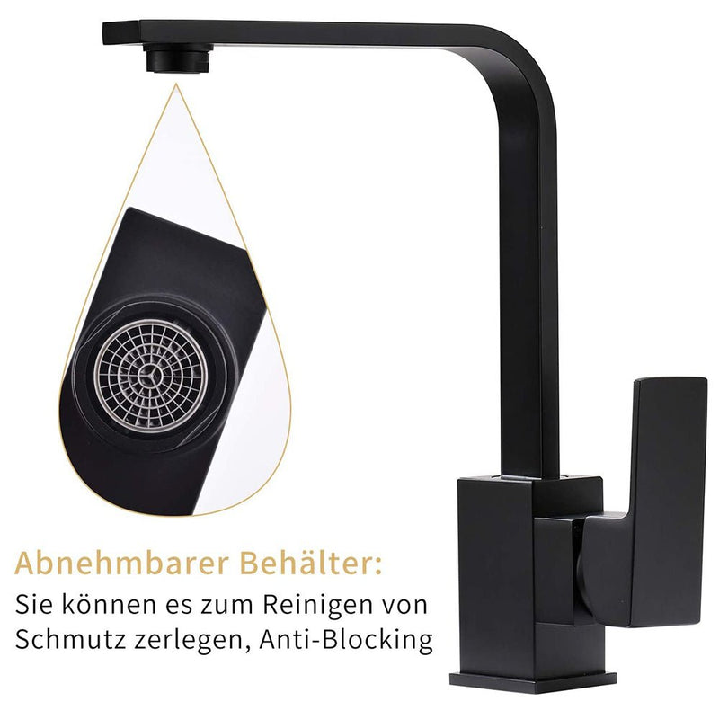 XIIW Spültischarmatur Mischbatterie | 360° Drehbar Auslauf | Edelstahl | Keramikkartusche