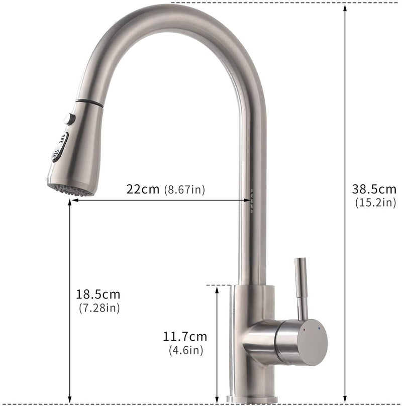 XIIW Spültischarmatur Mischbatterie | Einziehbarer Schlauch | 360° | mit Brause | Ausziehbar | 3 Sprühmodi|