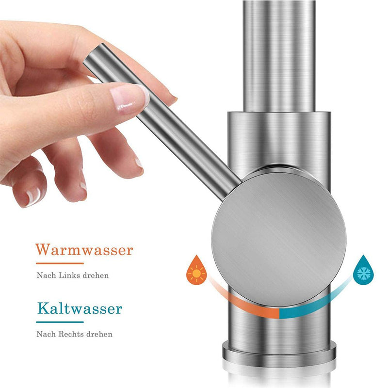 XIIW Spültischarmatur Mischbatterie | Hochdruck | mit Brause | Spiralfederhahn | 360°schwenkbar