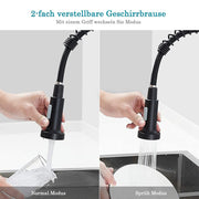 XIIW Spültischarmatur Mischbatterie | Hochdruck | mit Brause | Spiralfederhahn | 360°schwenkbar