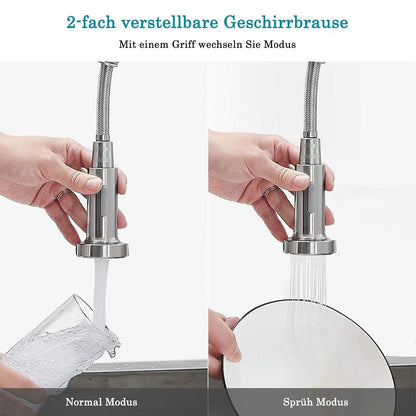 XIIW Spültischarmatur Mischbatterie | Hochdruck | mit Brause | Spiralfederhahn | 360°schwenkbar