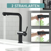 XIIW Waschtischarmatur Küchenarmatur | Ausziehbar | mit Brause | 2 Strahlarten| 360° | Hochdruck