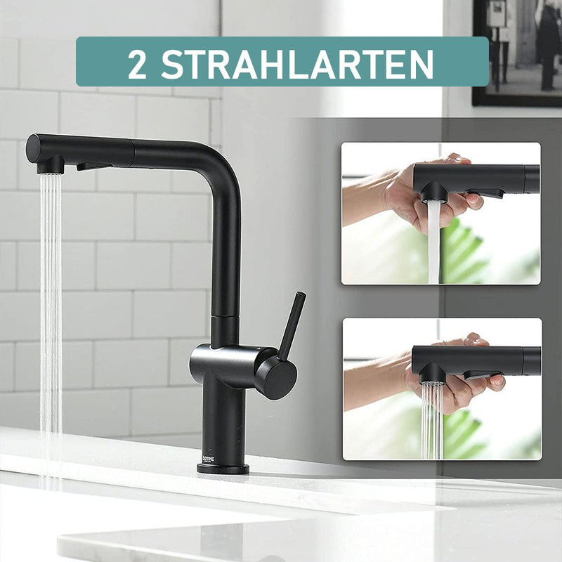 XIIW Waschtischarmatur Küchenarmatur | Ausziehbar | mit Brause | 2 Strahlarten| 360° | Hochdruck