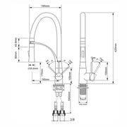 XIIW Wasserhahn Küchenarmatur | Hochdruck | mit Brause | 2 Strahlarten | 360° | Warm - und Kaltwasser