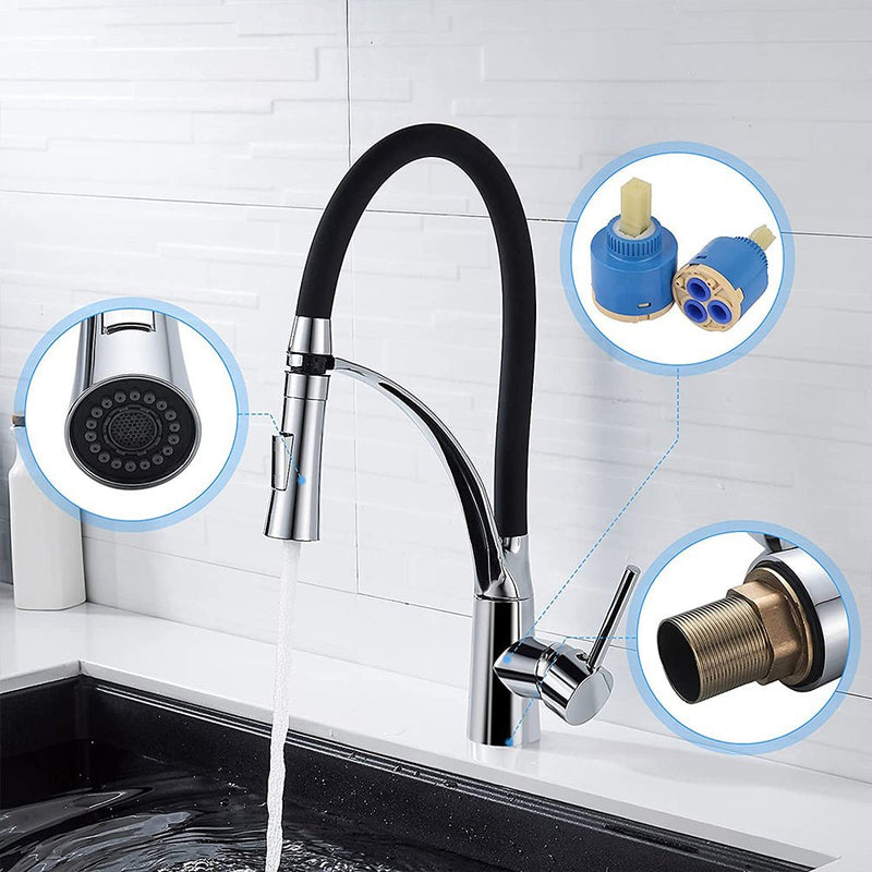 XIIW Wasserhahn Küchenarmatur | Hochdruck | mit Brause | 2 Strahlarten | 360° | Warm - und Kaltwasser